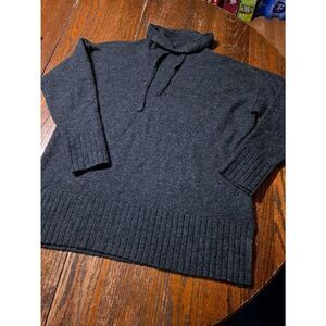 Small LOFT Outlet Long Sleeve Turtleneck Grey Knit Tunic Sweater Drawstring